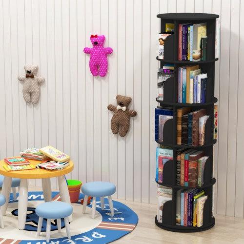 360° Rotating Stackable Shelves Bookshelf Organizer - Black (3-5 Levels) - Toytexx 360° Rotating Stackable Shelves Bookshelf Organizer - Black (3-5 Levels) - Toytexx